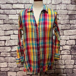 Soft Surroundings Multicolored Long Sleeve Blouse Size L